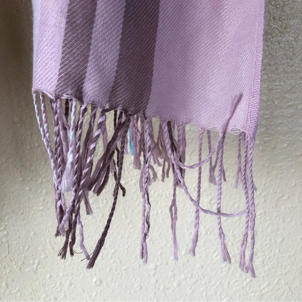 NEW Dusty Rose Silk Pashmina Scarf Wrap Shawl Checked Fringe